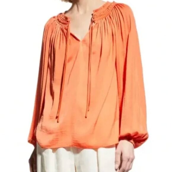 KOBI HALPERIN Alaina Pleated V-Neck Blouse  Size M - Picture 1 of 6